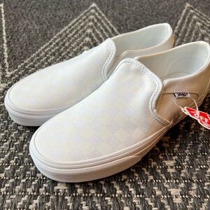 NWT Womens Checkerboard Vans White on White sz 7